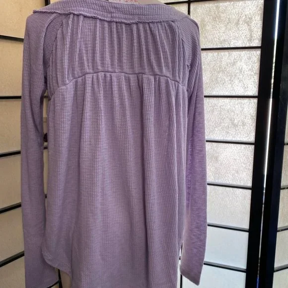 NWT Free People Waffle Knit Henley - Picture 2 of 6